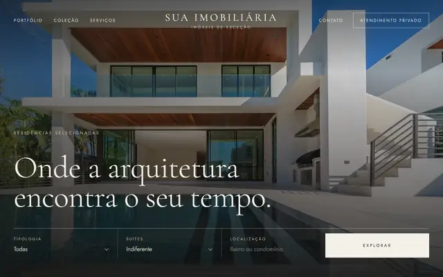 Modelo Luxo: site editorial para imóveis de alto padrão